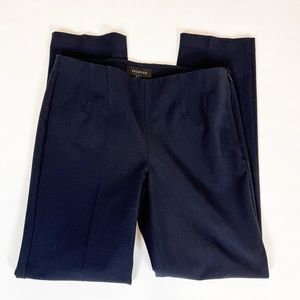 Talbots Dress Pants Flat Front Side Zipper Tapered Leg Navy Blue Size 4